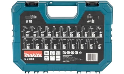 Coffret de 22 fraises à bois sur tige de Ø8 mm pour défonceuse - MAKITA D-74784