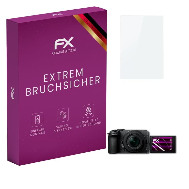 atFoliX Plastic Glass Protective Film compatible with Nikon Z 30 Glass Protector, 9H Hybrid-Glass FX Screen Protector