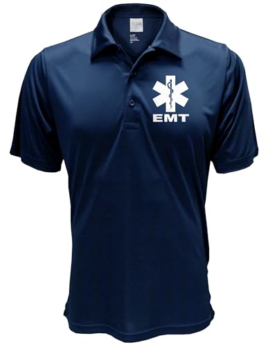 EMT Performmance Polo with Reflective Design on Left Chest and Back, Moisture Wicking Technology