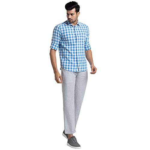 Image of Colorplus Tailored Fit Dark Blue Trouser for Men