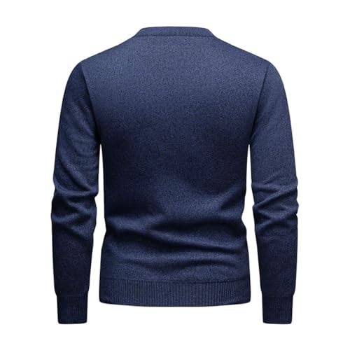 Men's Casual Wool Sweater - Round Neck Long Sleeve Knitted Diamond Pattern Versatile Winter Top3