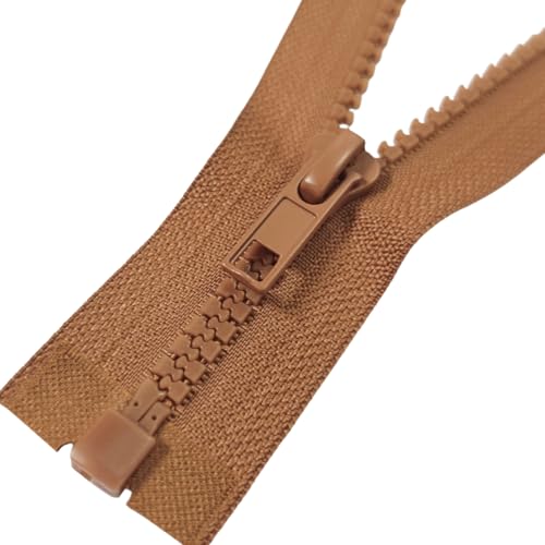 Image of MebuZip 2PCS #5 22 Inch Separating Jacket Zippers Resin Zipper Molded Plastic Zippers Bulk for Sewing Coat Jackets Clothes (22 inch Brown)