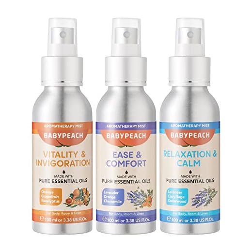 Babypeach Linen and Room Spray, Aromatherapy Mist with Essential Oils for Relaxation & Calm, Ease & Comfort,Vitality & Invigoration, 3.38 Oz Fabric Spray, Pillow Spray, Air Freshener (3 Pack)…