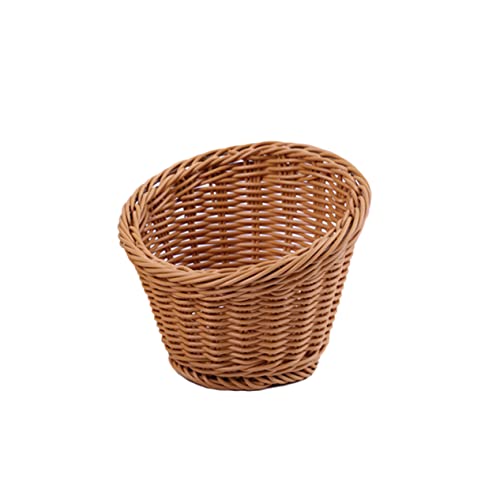 Garneck Simulated Rattan Braided Basket Woven Basket Fruit Decor Seagrass Storage Baskets Wicker Rattan Basket Fruit Container Rattan Laundry Basket Fruit Trays Bread Basket Tray Coffee