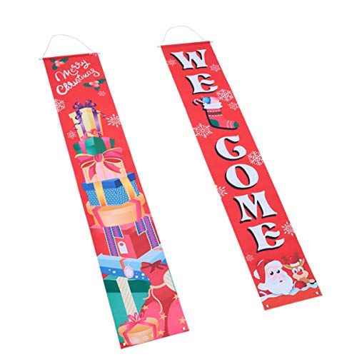 Cabilock 1 par de banners de varanda, placa de boas-vindas para varanda, decoração de Natal para fes