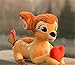 Boufery Lindo Juguete de Felpa Bambi con corazón, Suave muñeco de Peluche de Ciervo Sika, muñeco de Ciervo Kawaii Regalo de cumpleaños para bebés y niños 28cm