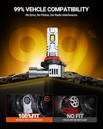 Image of Sealight 9006 Bulbs 40000LM 6500K Cool White HB4 Bulbs For Powersports With Cooling Fan, Canbus Ready 60000+ Lifespan,Headlight Eyebrows, Pack of 2