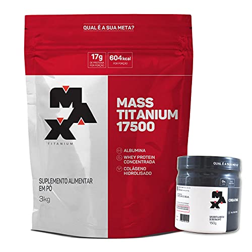 Massa Max Titanium Hipercalorico (3kg) + Creatina 150g Max Titanium (Chocolate)