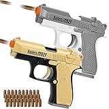 2 Pack Toy Guns for Nerf Pistol Gun - Mini Realistic Pistol Toy Blaster Gun with 30 Soft Plastic Bullet for Boy Ages 6 7 8 9 Year Old Indoor Outdoor Present for Adult Kid Holiday Birthday