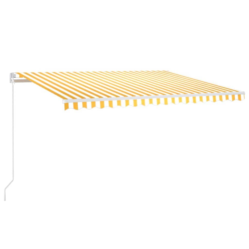 Auvent rétractable anti éblouissement de 400x350 cm jaune et blanc pour grand jardin