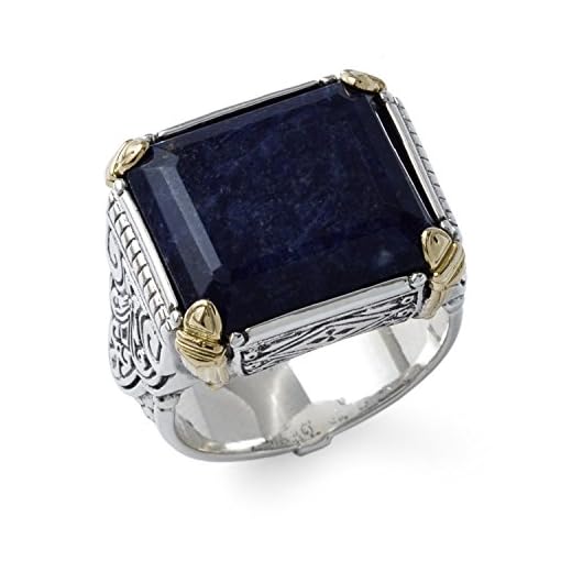 Konstantino Men's Size 10 Silver/18k Gold Ring with Blue Sodalite