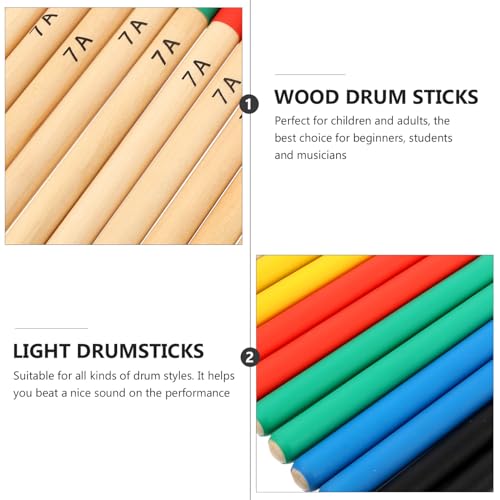 Vaguelly - Baquetas de madera de arce, tamaño 7A, 6 pares, para batería, práctica diaria, conciertos y bandas juveniles miniatura 3