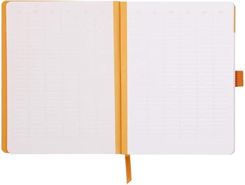Rhodia 117795C Notatnik Meeting Book w miękkiej okładce z gumką w kropki/linie A5+, 160 x 210 mm, 80 kartek 90 g, notes idealny do organizowania i planowania 1 sztuka, kolor pomarańczowy