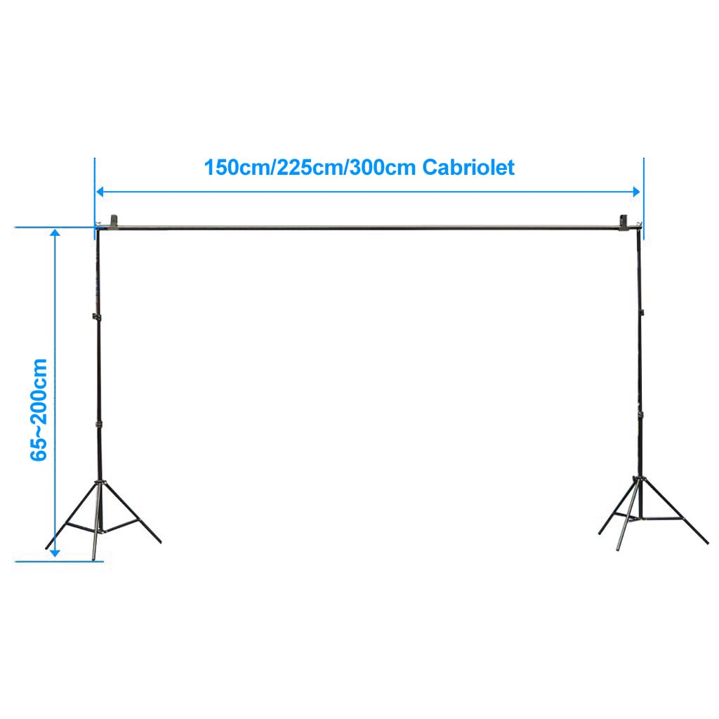 Bonnlo 2 x 3 m Support de Fond Photo, Support Toile de Fond Réglable avec 3 Pinces, Un Sac de Transport et 2 Sacs de Sable, pour Professionnel Fond Studio Photo, Photographie Portrait.