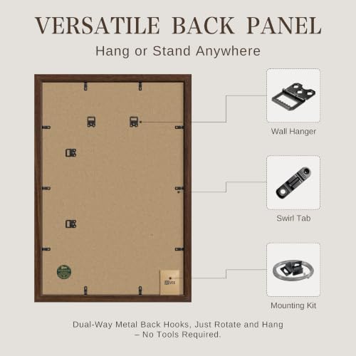 Image of VCK 24x36 Poster Frames Brown - Wide Border Wood Picture Frame, Multi-Directional Display Family Photos, Office Prints, Studio /Gallery Art, Woodgrain Series, Wall Hanging, Set of 6