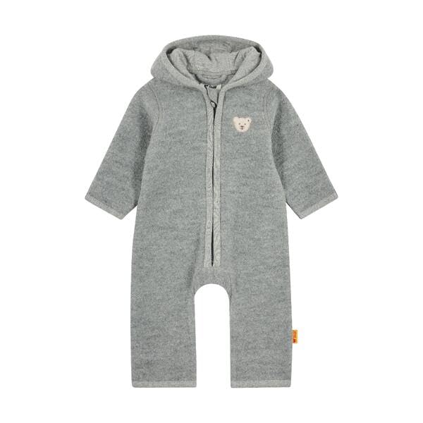 Steiff Strampler langarm EU Größe 86 limestone melange, Baby-Strampler, langarm Strampelanzug für Babys, Body langärmelig Einteiler, weicher und bequemer Wickel-Strampler, waschmaschinenfest