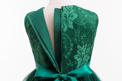 Glamulice Dark Green Flower Girl Dress Prom Wedding Bridesmaid Lace Dresses Elegant Birthday Pageant Party Gown Event Holiday Evening Formal Princess Dance Ball Gown Christmas Green Emerald Ceremony 8