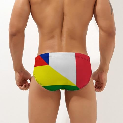 France and Bolivian Flag Printed Swim Briefs for Men Sexy Bikini Swimwear Elastic Beach Trunks Bathing Suit3