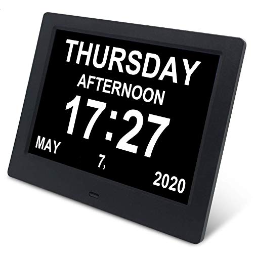 SSA [2020 Newest Version] Dementia Clock,Digital Day Calendar Alarm Clock- Alarms,Non-Abbreviated Day