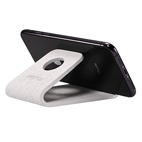 SAMDI Wood Cell Phone Stand for iPhone 5 6 7 8 X Plus, LG, Huawei, XiaoMi, Samsung Galaxy S5 S7 S6 (Oak Wood White)