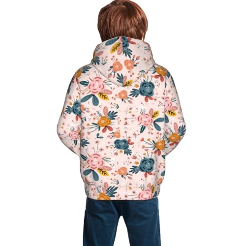 Floral with Rose Kid Hoodies Boys Sweatshirts Girls Pullover with Pocket4