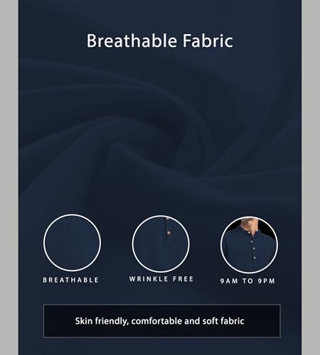 Image of Slim Fit Short Kurta for Men and Boys.(KRT BTN06, Navy Blue)