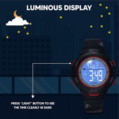 Image of V2A Kids Watch - Waterproof Multi-Functional Digital Sports Watch for Ages 5-13, 30M Water Resistance, Gift for 5-10 Year Olds
