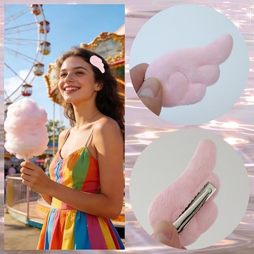 Pinzas de Pelo Angel Wings Fluffy 4 Piezas Rosa y Blanco miniatura 6