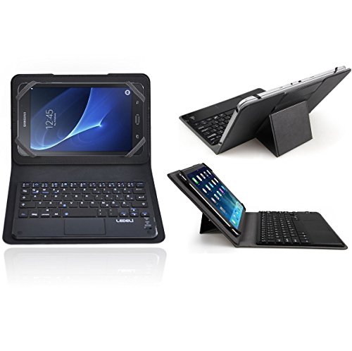 Ledeli Bluetooth QWERTZ Teclado Alemán Keyboard con Funda Case Cover Funda para Samsung Negro für Samsung Galaxy Tab A 2016, 7.0
