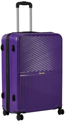 Image of Teakwood Large Size 8 Wheels Trolley Bag, Hard Cabin with Zipper Closure, Adjustable Push Button & Cross Side Strap, Number Lock System 360 Degree (Large, Purple)