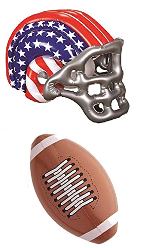 Mega_JumbleSale® Inflatable American Helmet Football USA Rugby Blow Up Fancy Dress Set, Multicolor, Adult One Size