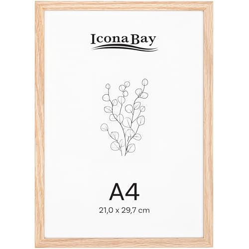 Icona Bay Echtholz-Bilderrahmen A4 21 x 29 7 cm Natureiche Moderner Stil Tisch- oder Wandmontage Wood Collection