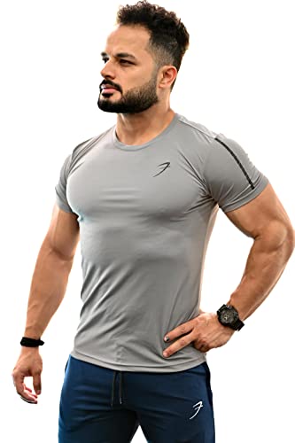 Image of Men's Solid Slim Fit Gym and Sports T-Shirt