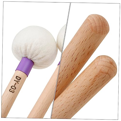 2 piezas de baquetas para batería con mango de madera y punta de fieltro morado para instrumentos de percusión profesionales miniatura 3