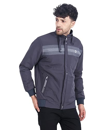 Image of Dollar Jacket For Men Casual Zipper Bomber For Winter In Grey Color
