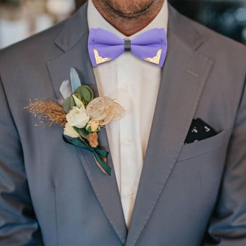 Image of Bow Ties for Men Women Metal Gold Bowtie, Pre Tied Mens Bow Tie Tuxedo Bowties Men for Prom Wedding Party