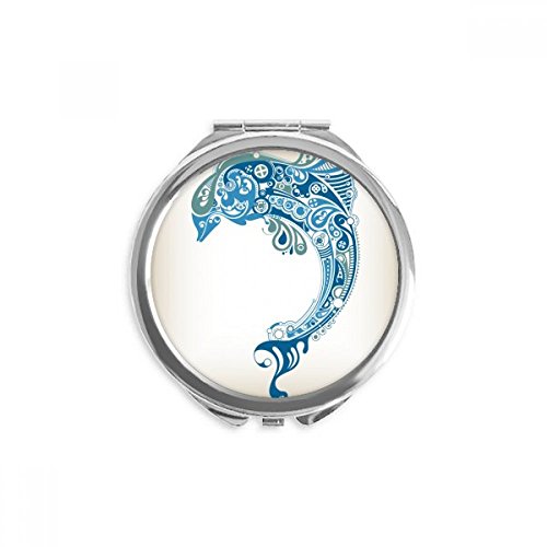 Miroir maquillage dauphin bleu double face portable de poche