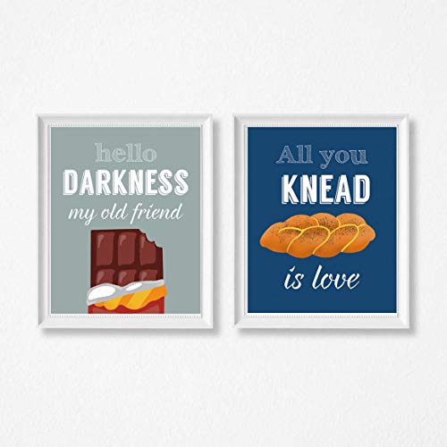6 Set- Colorful Funny Kitchen Quote Art Print, Dessert Vegetables Tea with Motivational Saying Canvas Wall Art Printing For Kitchen Cofee Shop Decoration (Unframed,8