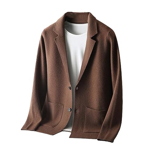 Men's Suit Collar Knitted Cardigan Autumn Winter Thickened Solid Color Suit Shirt Wool Jacket Sweater