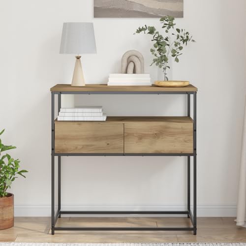Tidyard Mesa Consola Industrial Moderna con Estantes de Madera y Patas de Hierro - Diseño Robusto y Ecológico Modelo LYKQY-862937ES