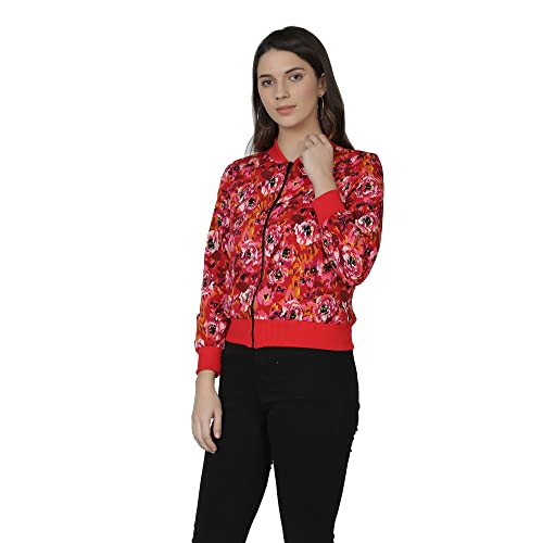 Image of NUEVOSDAMAS Women Full sleeve Multi Floral Printed Bomber Jacket