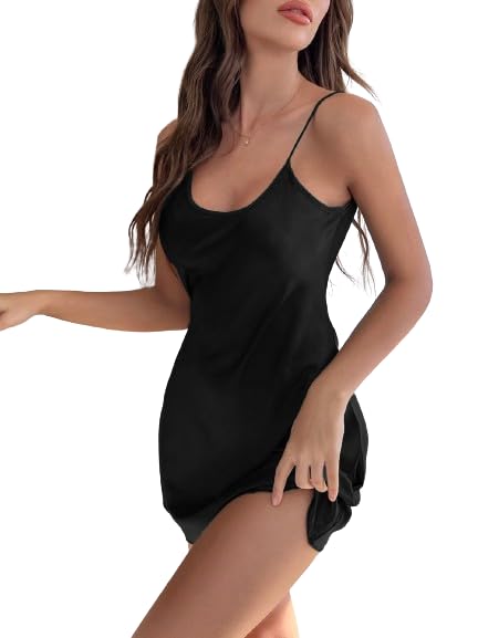 Image of Satin Silk Sexy Night Dress Lingerie Dress for Girls and Women Babydoll Set for Honeymoon