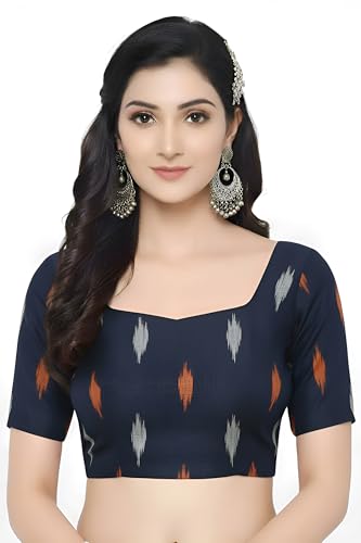 Image of Cotton Pochampally ikat unstitched blouse, Kurthi, long frock fabric material for women (1 meter, 2 meters & 3 meters)
