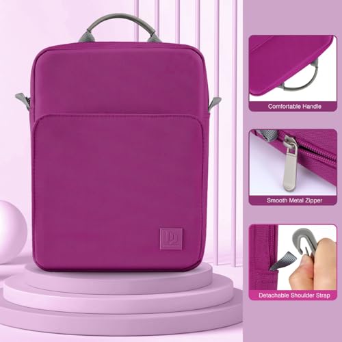 Image of Dadanism 9-11 Inch Tablet Sleeve Bag Carrying Case with Shoulder Strap for iPad (A16) 11 inch, iPad 10th Gen 10.9 inch, iPad Air M4 /Pro M5 11 inch, iPad 9 /8 /7th 10.2 inch, Galaxy Tab A11+ Plus 11 inch, Fuchsia