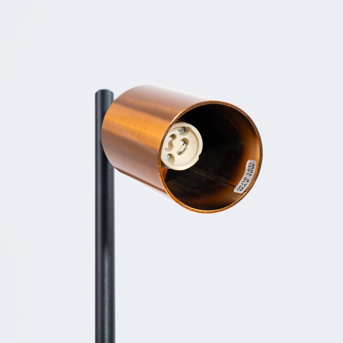 SOLLUX lighting - Lampe de Bureau LED - Lampe de Chevet, lampe de Bureau, lampe de Lecture, Lampe de Travail, Lampe Enfant - GU10, 1x max 10W LED, ~230V, 50Hz, IP20 - Noir/Cuivre - 13x15x44cm