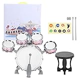 【Juego de batería de tamaño compacto】 5 tambores y 1 platillo, diferentes tonos, mejoran la capacidad de los niños para crear ritmo. Juguete de instrumento musical diseñado para niños pequeños.Con apariencia colorida, muy atractivo para los niños pequeños.