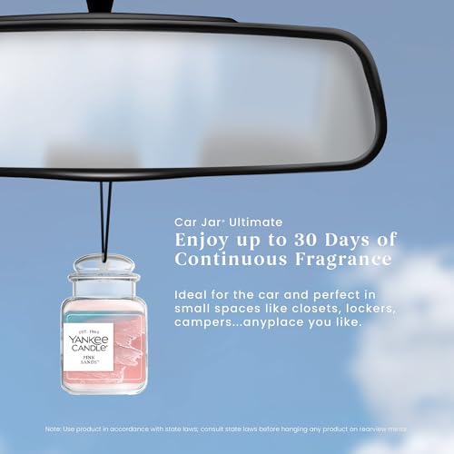 Image of Yankee Candle Car Jar Ultimate Hanging Air Freshener, Pink Sands, Up to 30 Days Odor Neutralization