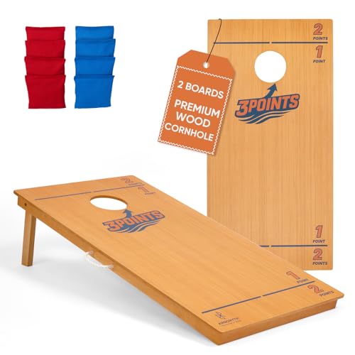 Image of Cornhole Board Set for Adults, Premium Wooden Bean Bag Toss Game with 8 All-Weather Bean Bags, Integrated Bean Bag Storage, Foldable Legs Outdoor Game