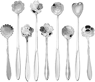 Flower Spoon Coffee Teaspoon Set, ESRISE Stainless Steel Tea Spoon Dessert Spoon (Silver)