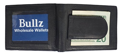 Genuine Leather Magnetic Money Spring Clip Horizontal Bifold Wallet Id Holder3